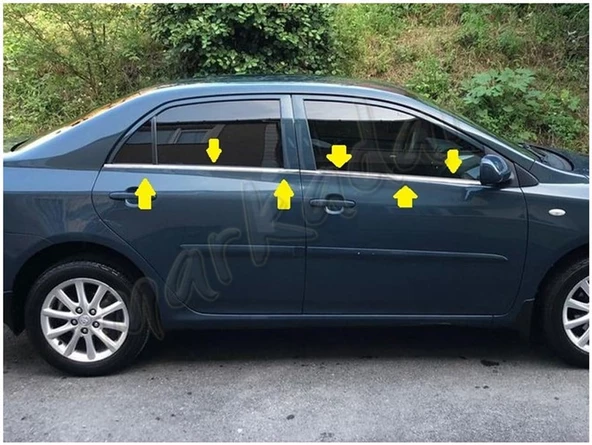 Markadan Toyota Corolla Krom Cam Çıtası 2007-2012 4 Parça Paslanmaz Çelik - Resim 2