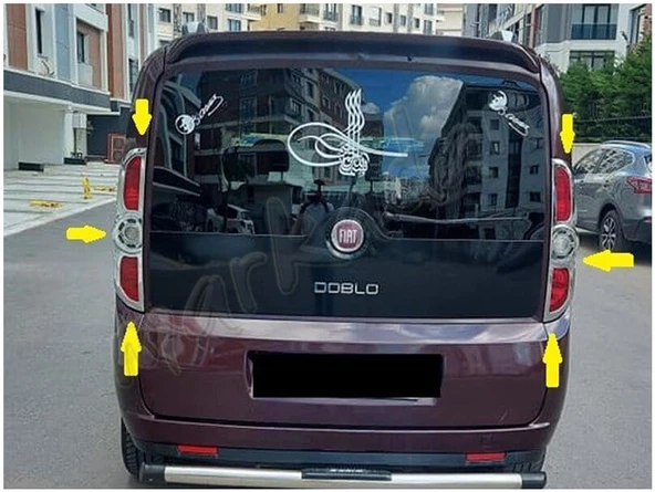 WOC Chrome Fiat Doblo Krom Stop Çerçevesi 2010-2014 2 Parça Abs Krom - Resim 4
