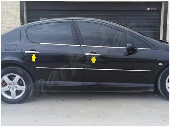 WOC Chrome Peugeot 407 Krom Kapı Kolu 2004-2010 4 Kapı Paslanmaz Çelik - Resim 3