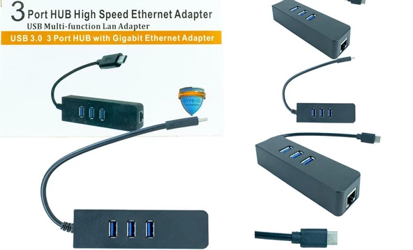 IRU-D20 TYPE-C HUB WİTH GIGABİTE PLASTİC (USB3.00*1+USB) ETHERNET ADAPTER;Class