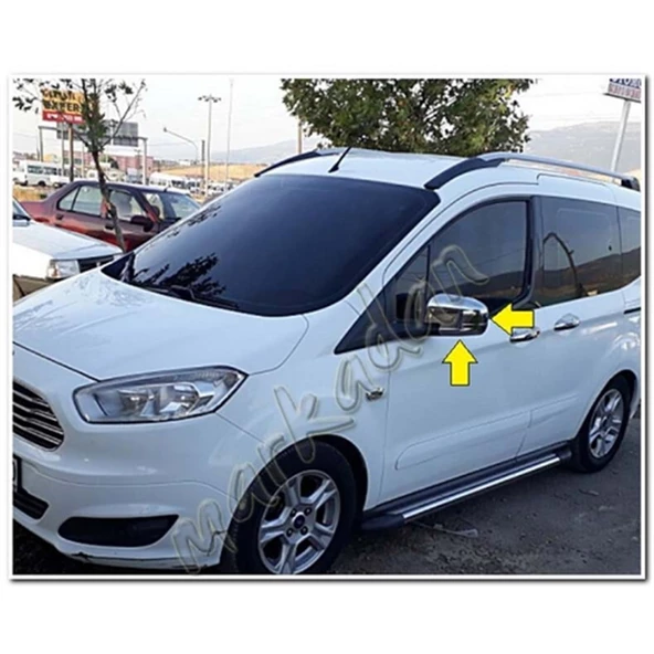 DB Chrome Ford Tourneo Courier Krom Ayna Kapağı 2014-2017 2 Parça Abs Krom - Resim 3