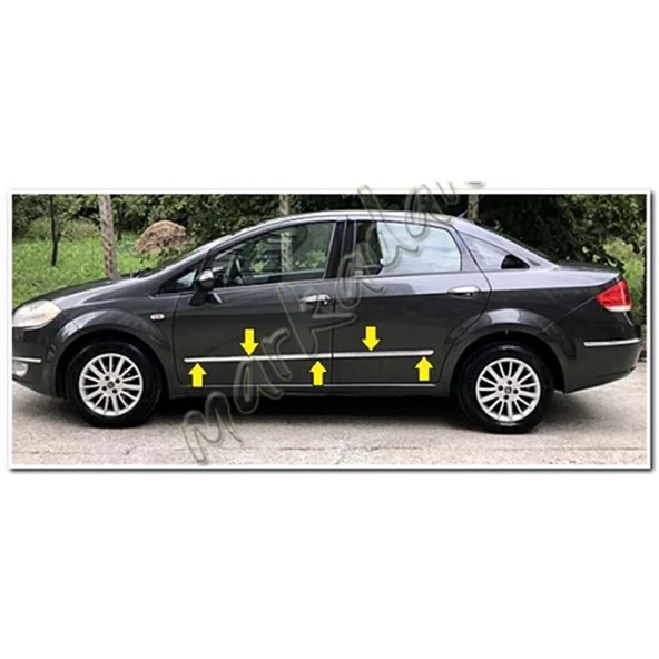 Markadan Fiat Linea Krom Yan Kapı Çıtası 2006-2018 4 Parça Paslanmaz Çelik - Resim 2
