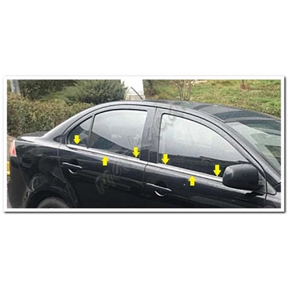WOC Chrome Mitsubishi Lancer Krom Cam Çıtası 2008-2020 4 Parça Paslanmaz Çelik - Resim 4