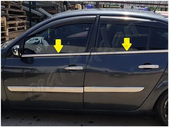 WOC Chrome Renault Megane 2 Sedan Krom Cam Çıtası 2004-2010 4 Parça Paslanmaz Çelik - Resim 3