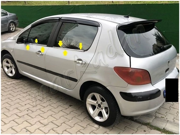 WOC Chrome Peugeot 307 Krom Cam Çıtası 2001-2008 4 Parça Paslanmaz Çelik - Resim 2