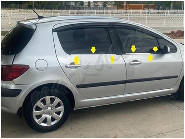 WOC Chrome Peugeot 307 Krom Cam Çıtası 2001-2008 4 Parça Paslanmaz Çelik - Resim 3