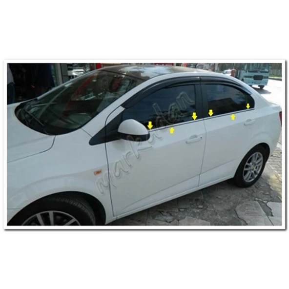 WOC Chrome Chevrolet Aveo Sedan Krom Cam Çıtası 2006-2011 4 Parça Paslanmaz Çelik ürün görseli