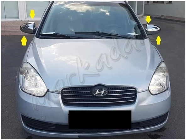 WOC Chrome Hyundai Accent Era Krom Ayna Kapağı 2005-2011 2 Parça Abs Krom - Resim 3