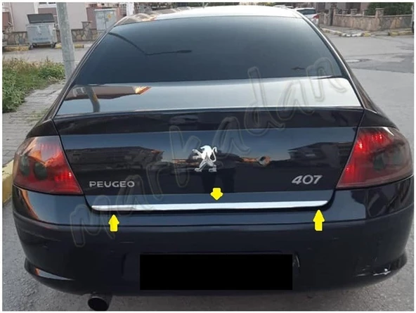 Peugeot 407 Krom Bagaj Alt Çıta 2004-2010 Paslanmaz Çelik - Resim 2