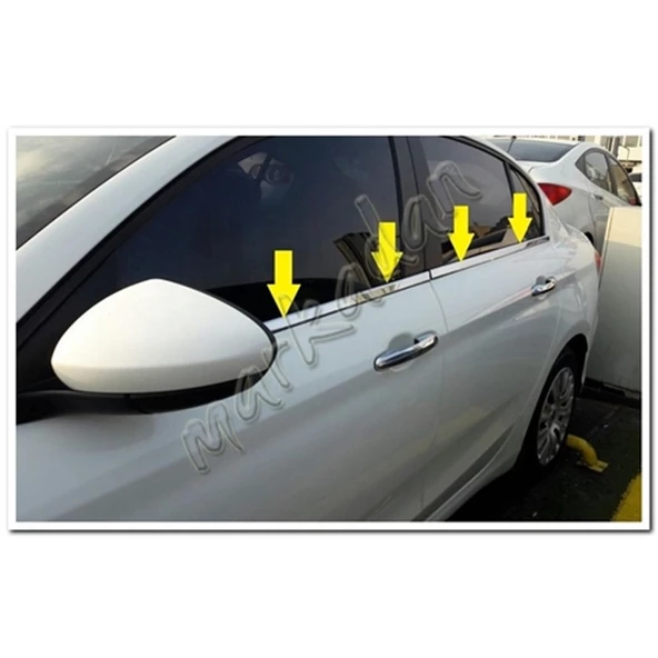 Fiat Egea Sedan Krom Cam Çıtası 2015 Sonrası 4 Parça Paslanmaz Çelik ürün görseli