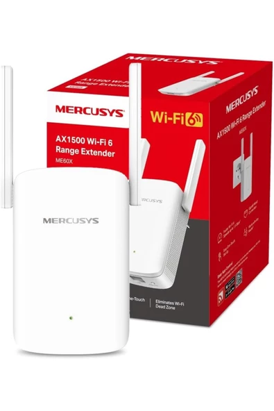 Mercusys ME60X, AX1500 Mbps, 1 Gigabit Bağlantı Noktası ve 2 Harici Anten