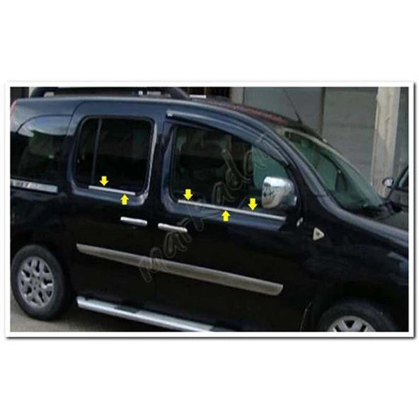 Renault Kangoo Krom Cam Çıtası 2008-2020 4 Parça Paslanmaz Çelik ürün görseli