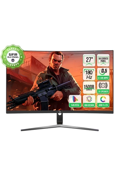 GamePower Vivid T50 27 Curved Rgb 180hz 0.5ms 1500r 2x Speaker Va Gaming Monitör (SIFIR ÖLÜ PİKSEL GARANTİLİ)