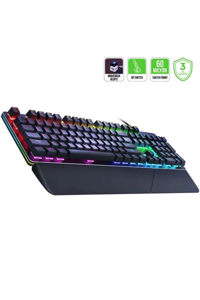 GamePower Calypso V2 Rgb Optik Su Ve Toza Dayanıklı Mekanik Red Switch Usb Dıy Gaming Klavye