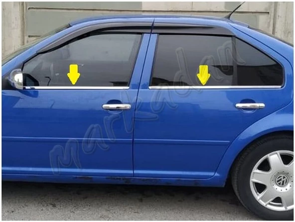 VW Bora Krom Cam Çıtası 1998-2004 4 Parça Paslanmaz Çelik - Resim 3