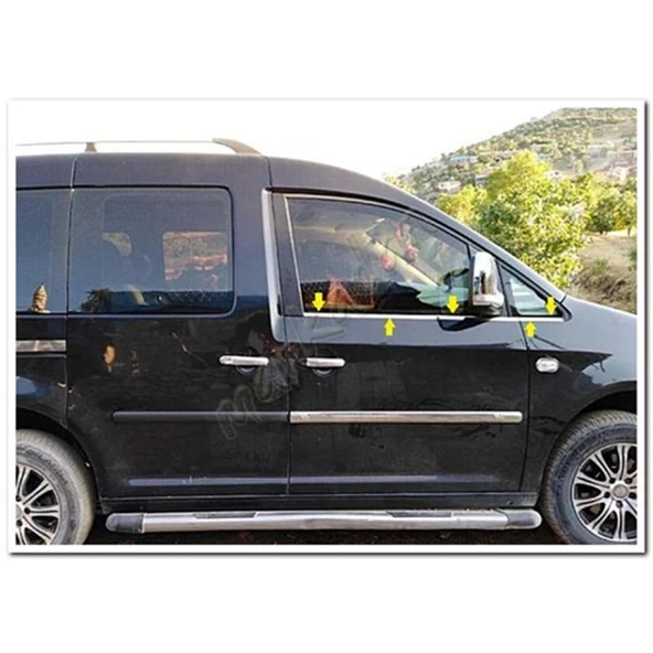 VW Caddy Krom Cam Çıtası 2004-2014 4 Parça Paslanmaz Çelik ürün görseli