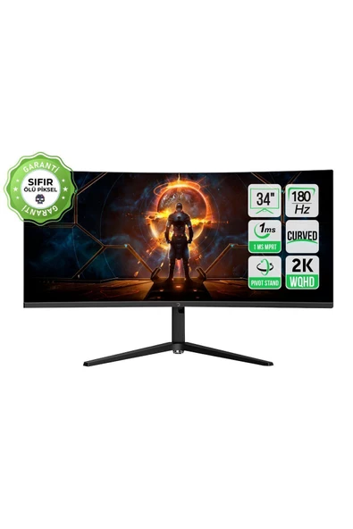 GamePower WQ34 34'' 1ms 180Hz Curved 2K UWQHD 3440*1440 Gaming Monitör