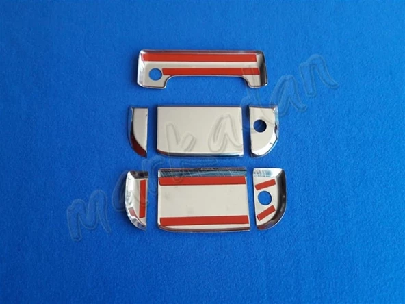VW T4 Caravelle Krom Kapı Kolu 1995-2003 3 Kapı 7 Parça Paslanmaz Çelik - Resim 2