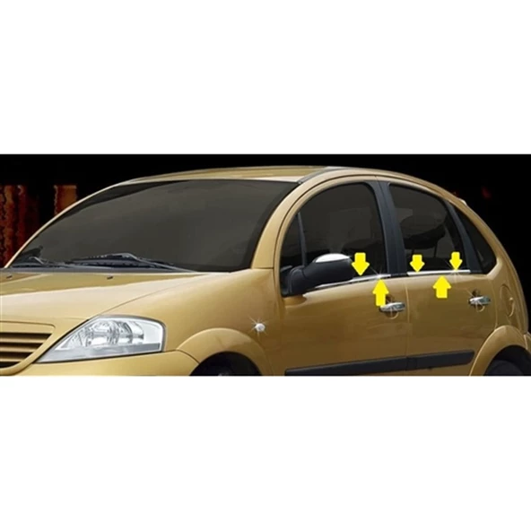 DB Chrome Citroen C3 Cam Çıtası Nikelajı 2002-2009 4 Parça P.Çelik ürün görseli