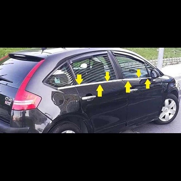 DB Chrome Citroen C4 HB Cam Çıtası Nikelajı 2004-2010 8 Parça P.Çelik ürün görseli