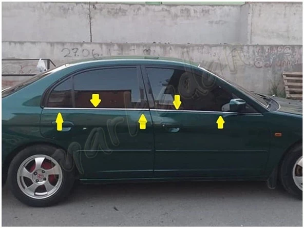 DB Chrome Honda Civic Cam Çıtası Nikelajı 2001-2005 4 Parça P.Çelik - Resim 3