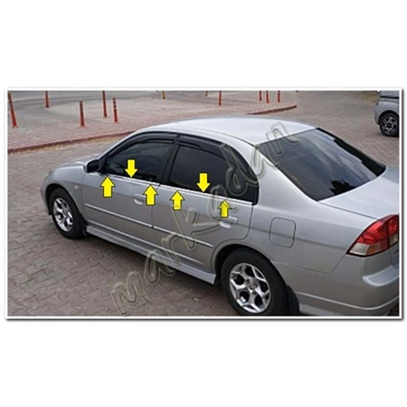 DB Chrome Honda Civic Cam Çıtası Nikelajı 2001-2005 4 Parça P.Çelik - Resim 2