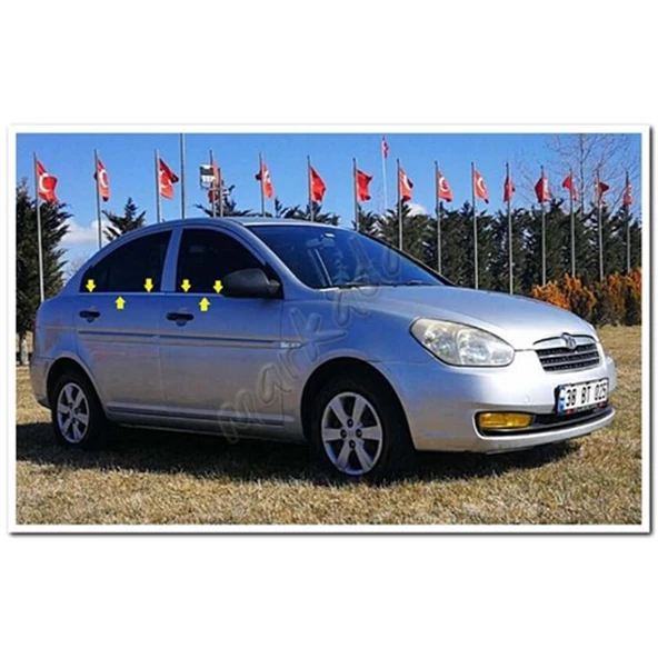 DB Chrome Hyundai Accent Era Cam Çıtası Nikelajı 2005-2011 4 Parça P.Çelik ürün görseli