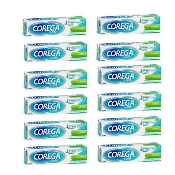 Corega Super Naneli Diş Protezi Yapıştırıcı Krem 40 gr 12 Adet