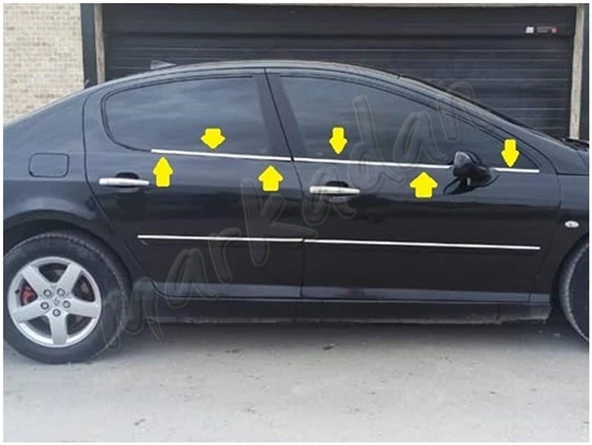 DB Chrome Peugeot 407 Cam Çıtası Nikelajı 2004-2010 4 Parça P.Çelik - Resim 4