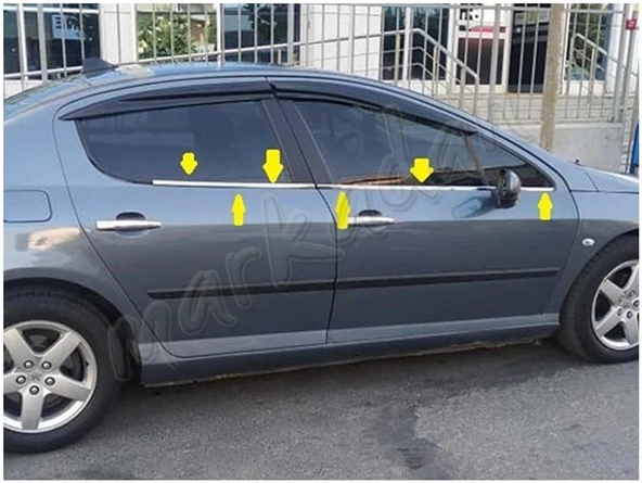 DB Chrome Peugeot 407 Cam Çıtası Nikelajı 2004-2010 4 Parça P.Çelik - Resim 2