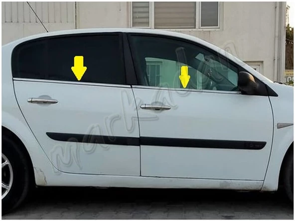 DB Chrome Renault Megane 2 Sedan Cam Çıtası Nikelajı 2004-2010 4 Parça P.Çelik - Resim 4
