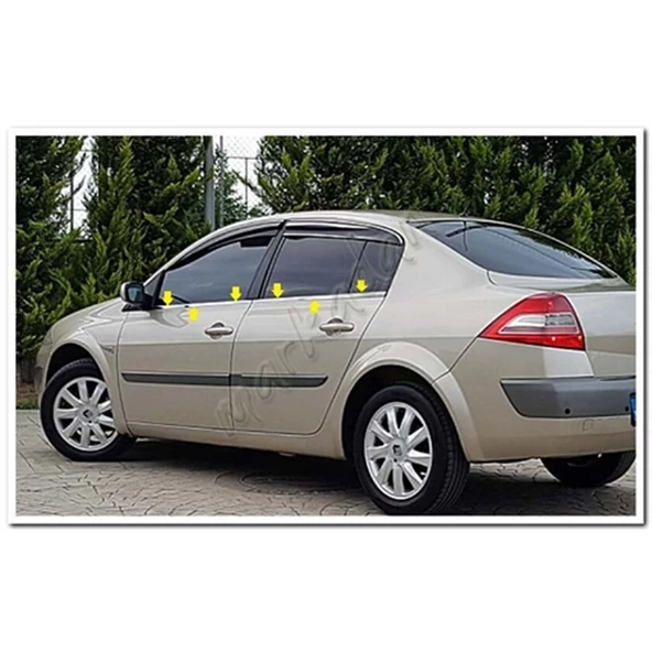 DB Chrome Renault Megane 2 Sedan Cam Çıtası Nikelajı 2004-2010 4 Parça P.Çelik ürün görseli