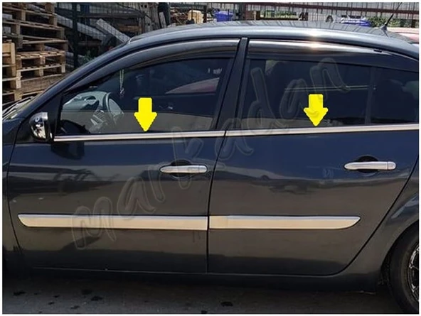 DB Chrome Renault Megane 2 Sedan Cam Çıtası Nikelajı 2004-2010 4 Parça P.Çelik - Resim 2