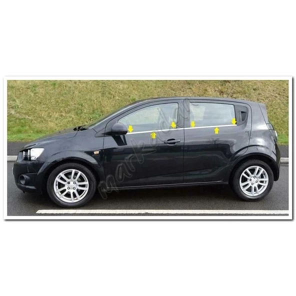 Markadan Chevrolet Aveo HB Krom Cam Çıtası 2012-2020 4 Parça Paslanmaz Çelik ürün görseli