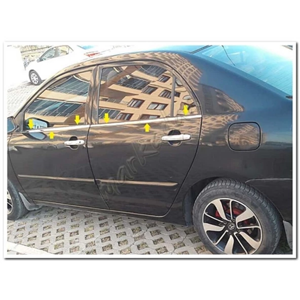 Markadan Toyota Corolla Sedan Krom Cam Çıtası 2002-2006 4 Parça Paslanmaz Çelik - Resim 3