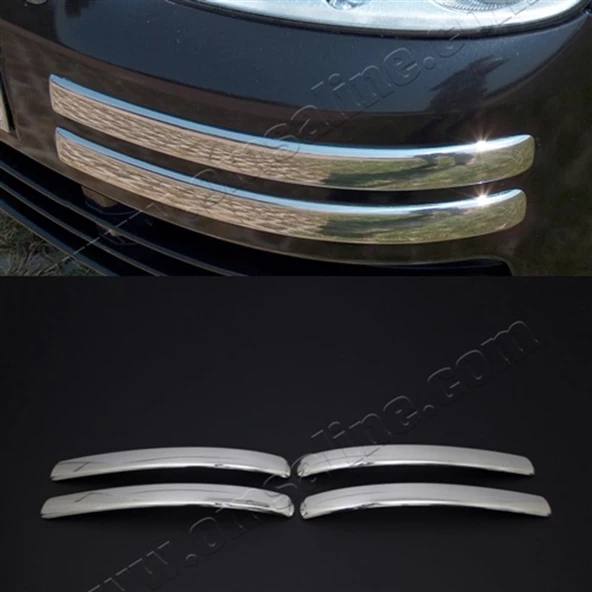 Markadan VW Caddy Krom Ön Tampon Kaşı 2004-2010 4 Parça Paslanmaz Çelik - Resim 3