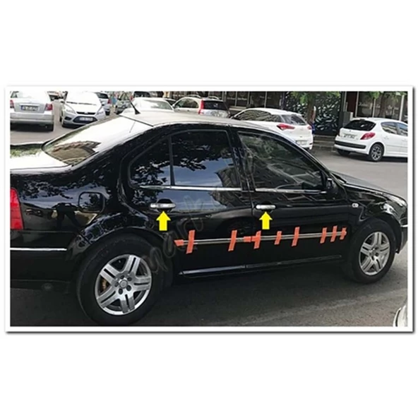 Markadan VW Bora Krom Kapı Kolu 1998-2004 4 Kapı Paslanmaz Çelik - Resim 4