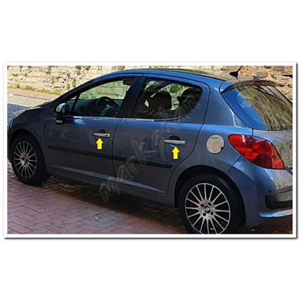Markadan Peugeot 207 Krom Kapı Kolu 2006-2012 4 Kapı Paslanmaz Çelik - Resim 3