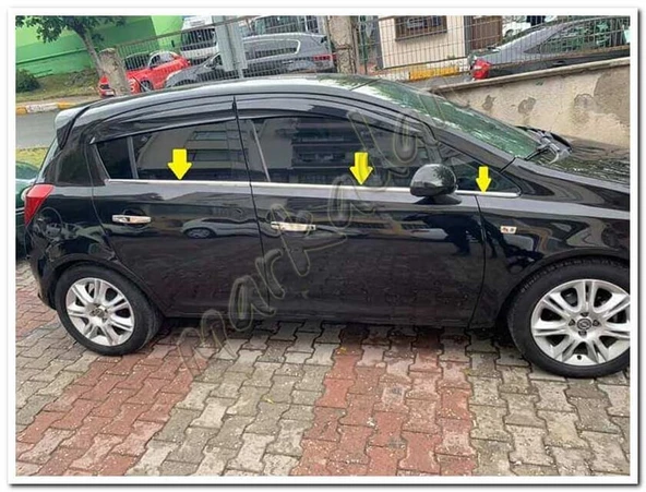 Markadan Opel Corsa D Krom Cam Çıtası 2006-2015 6 Parça Paslanmaz Çelik