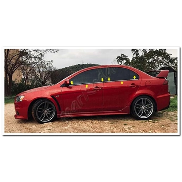 Markadan Mitsubishi Lancer Krom Cam Çıtası 2008-2020 4 Parça Paslanmaz Çelik - Resim 4