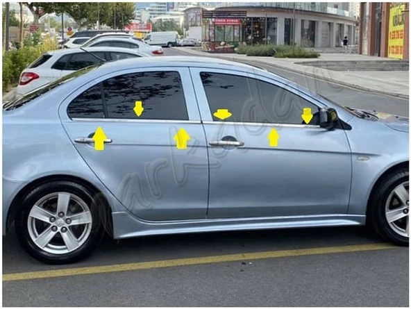 Markadan Mitsubishi Lancer Krom Cam Çıtası 2008-2020 4 Parça Paslanmaz Çelik - Resim 3