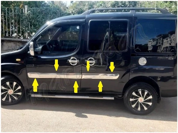 Markadan Fiat Doblo Krom Yan Kapı Çıtası 2006-2012 4 Parça Paslanmaz Çelik - Resim 3