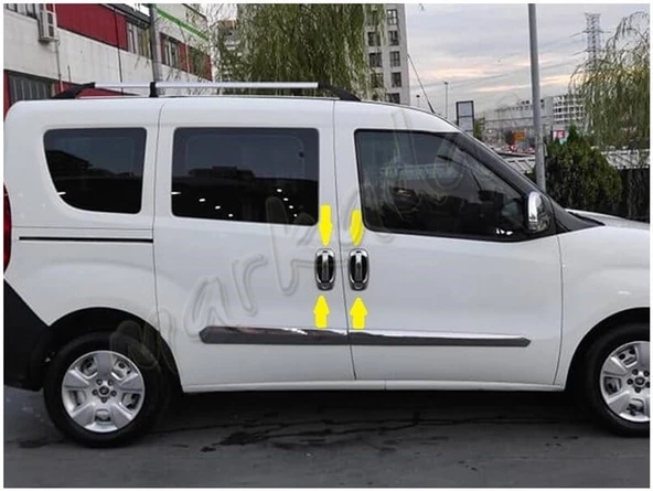 Markadan Fiat Doblo Krom Kapı Kolu 2010-2023 4 Kapı 8 Parça Paslanmaz Çelik - Resim 4