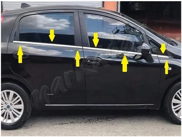 Markadan Fiat Grande Punto Krom Cam Çıtası 2006-2017 6 Parça Paslanmaz Çelik