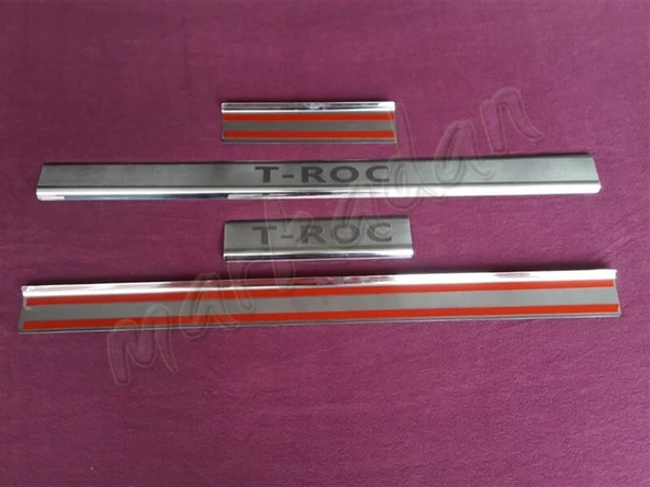 WOC Chrome VW T-Roc Krom Kapı Eşiği 2017 Sonrası 4 Parça Paslanmaz Çelik - Resim 3