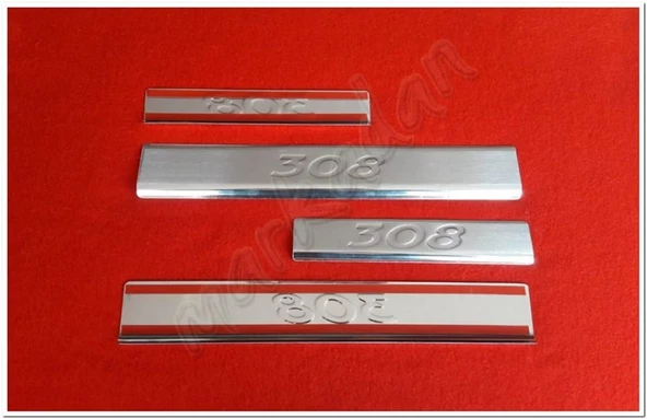 Markadan Peugeot 308 Krom Kapı Eşiği Baskı 2007-2013 4 Parça Paslanmaz Çelik - 4