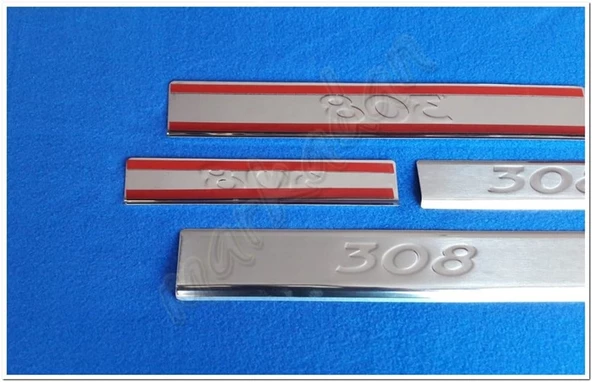 Peugeot 308 Krom Kapı Eşiği Baskı 2007-2013 4 Parça Paslanmaz Çelik - Resim 4