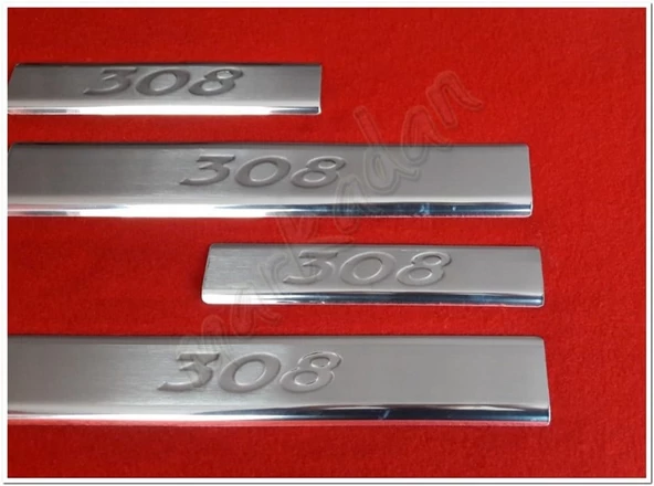 Markadan Peugeot 308 Krom Kapı Eşiği Baskı 2007-2013 4 Parça Paslanmaz Çelik - 3
