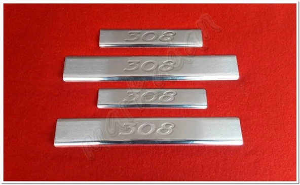 Markadan Peugeot 308 Krom Kapı Eşiği Baskı 2007-2013 4 Parça Paslanmaz Çelik