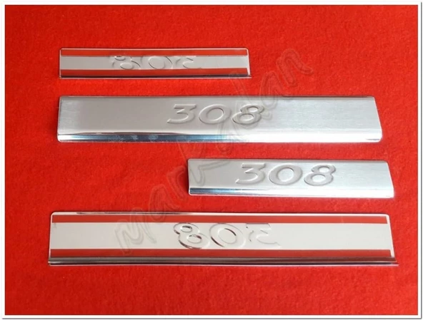 Markadan Peugeot 308 Krom Kapı Eşiği Baskı 2007-2013 4 Parça Paslanmaz Çelik - 2